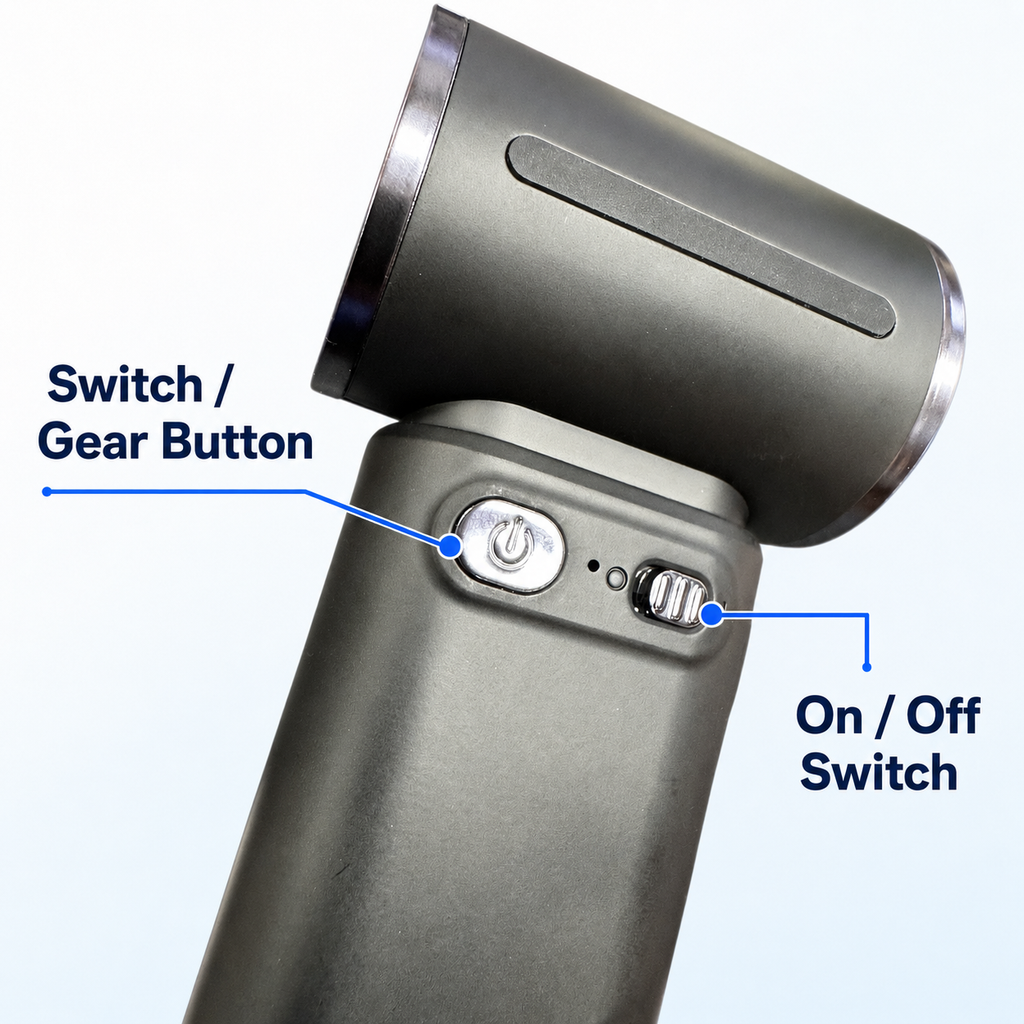 Portable Handheld Turbo Fan 9-Speed USB-C Rechargable - 3600mAh- Travel
