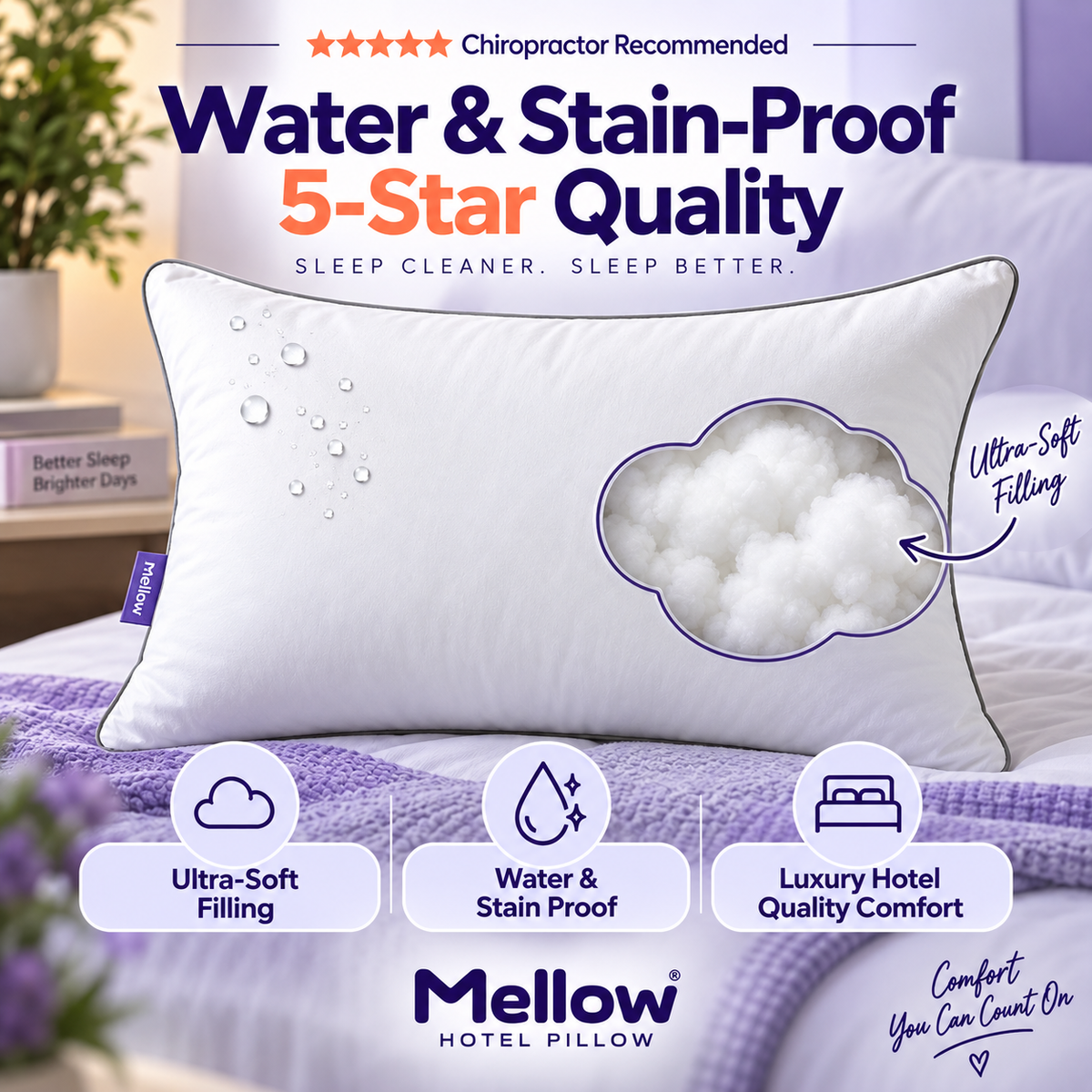 King / Cal King Mellow Hotel CloudShield Down Alternative Pillow