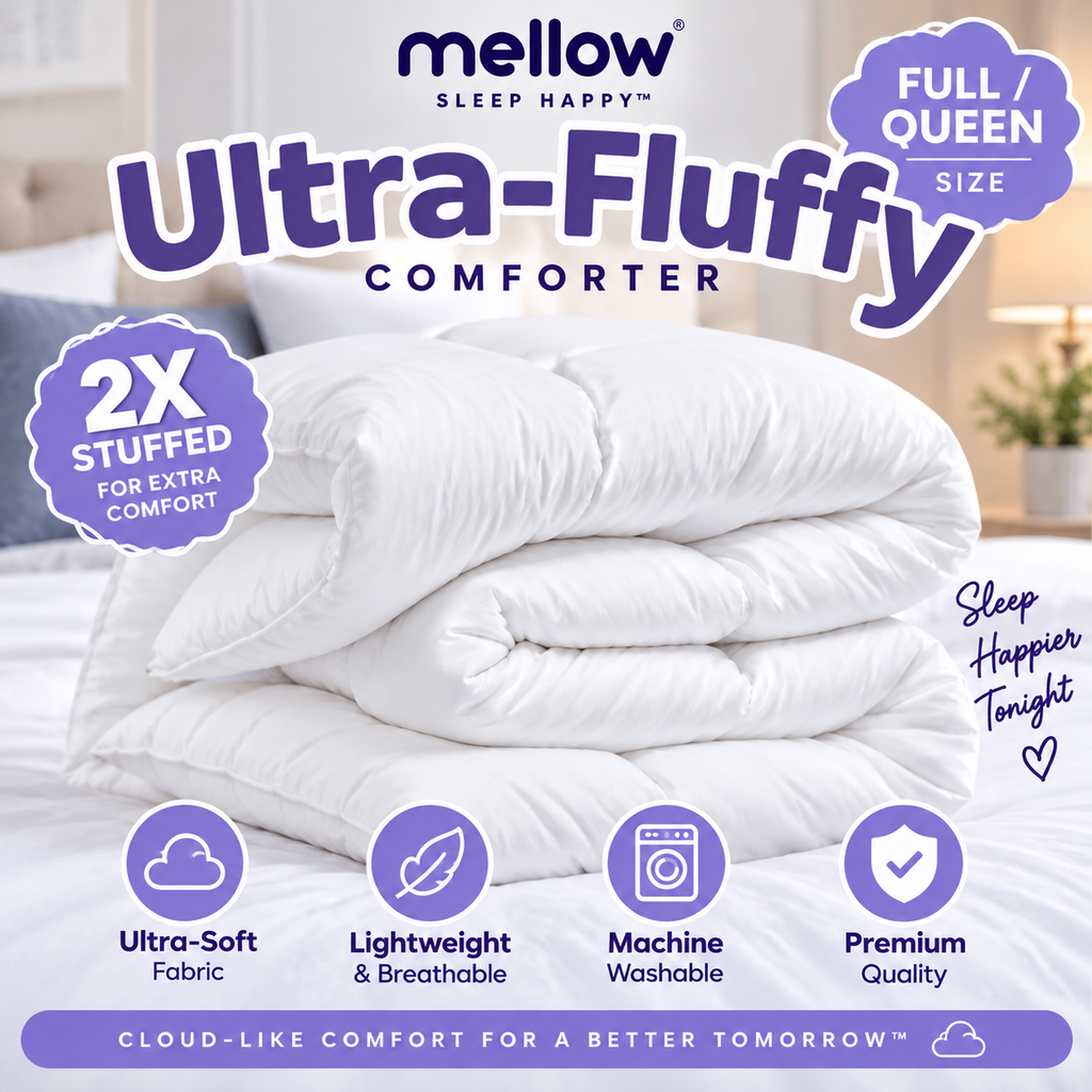 Mellow MarshMellow Ultra Fluffy Comforter Full Queen White 2X Stuffed NEW