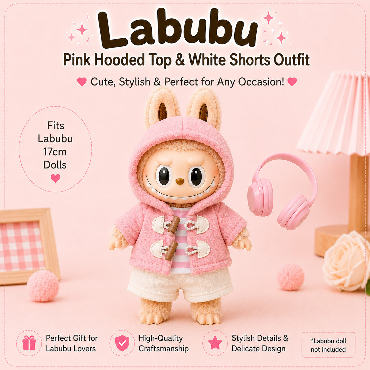 Winter Outfits for Labubu Pack of 3 | 17cm Doll Clothes (DOLL NOT INCLUDED)