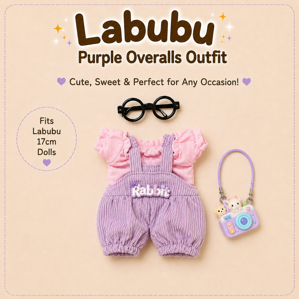 Overalls Outfit Set for Labubu Pack of 5 | 17cm Doll Clothes (DOLL NOT INCLUDED)