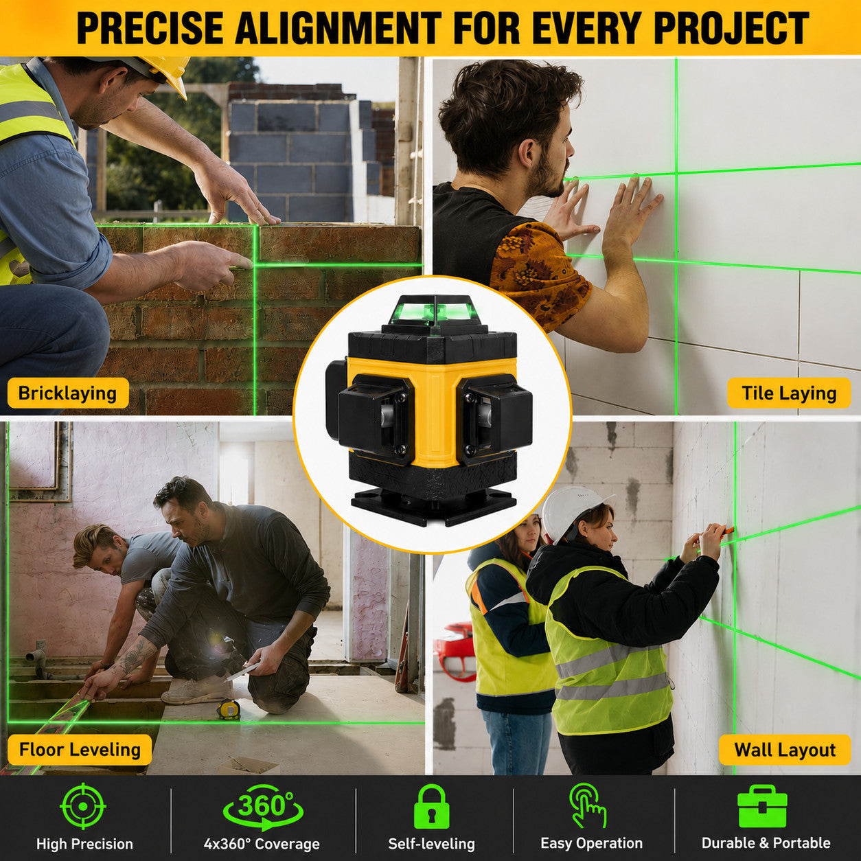 Tegatok 16 Lines 4D Laser Level 360° Self Leveling Rotary Cross Line Measure