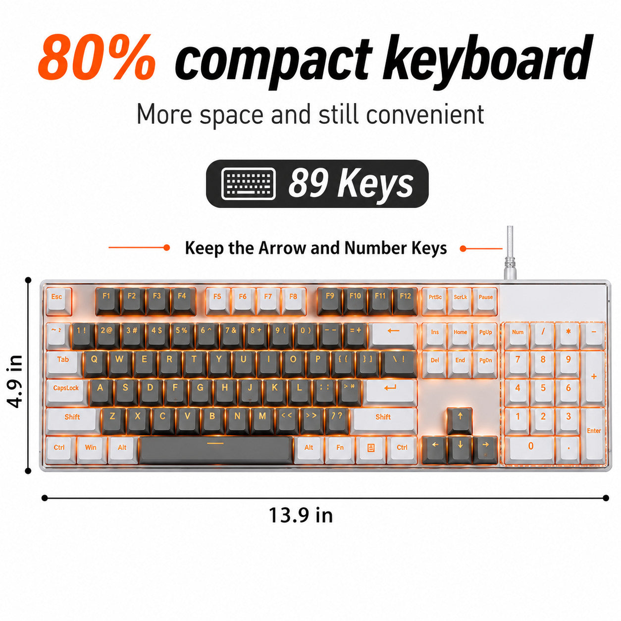 E-YOOSO Z-11 89-Key Mechanical Gaming Keyboard Red Switch USB-C LED Backlit