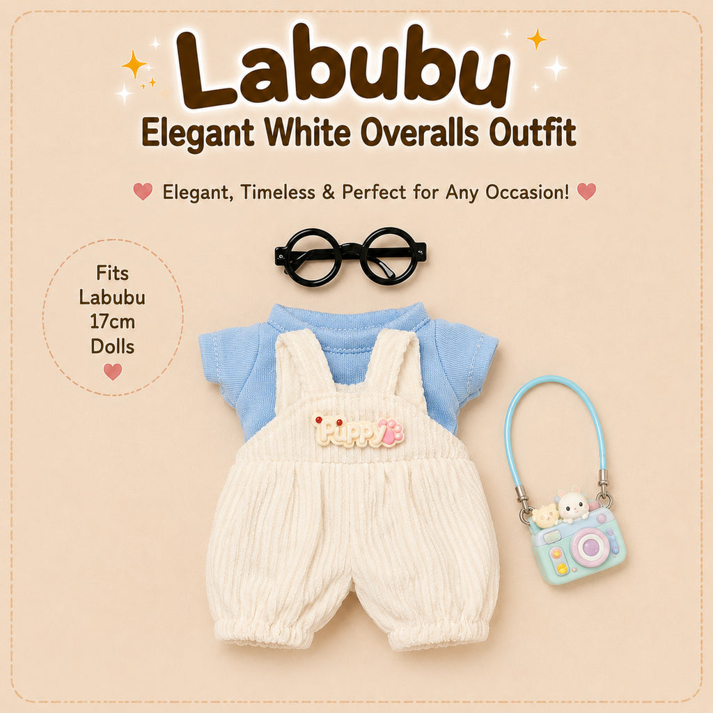 Overalls Outfit Set for Labubu Pack of 5 | 17cm Doll Clothes (DOLL NOT INCLUDED)