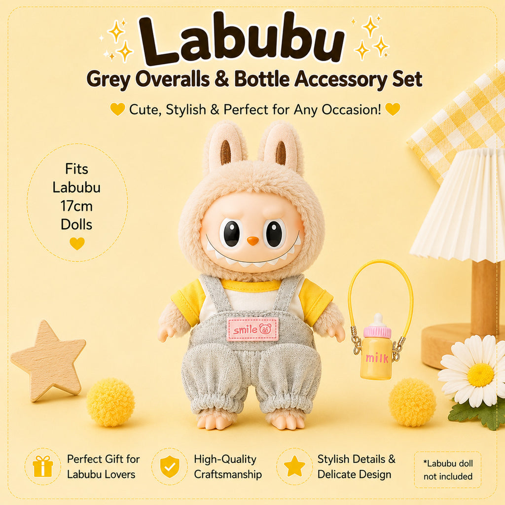 Overalls for Labubu Pack of 3 | 17cm Doll Clothes (DOLL NOT INCLUDED)