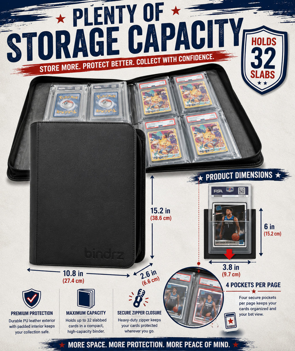 Bindrz 32 Graded Card Binder Black Holds 32 PSA BGS CGC Trading Card Slabs