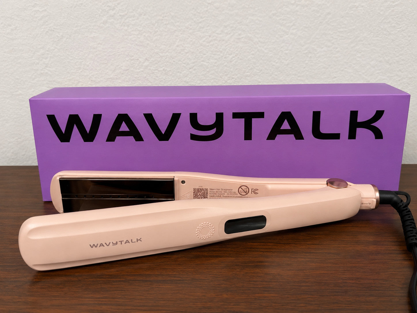 WAVYTALK  Steam Sesh Hair Straightener Ceramic Flat Iron Pink New