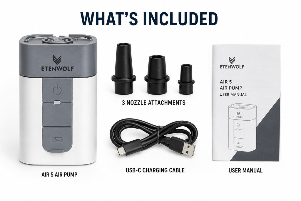 ETENWOLF Air 5 Electric Air Pump – Quick Inflate/Deflate - Portable