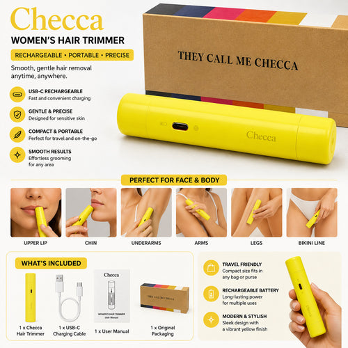 Checca Rechargeable Women's Hair Trimmer Yellow Facial Body Hair Removal USB-C