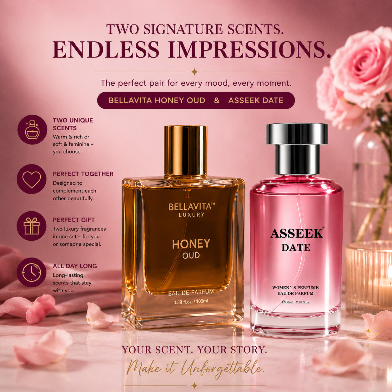 ASSEEK DATE & Bellavita Honey Oud Eau De Parfum Perfume Choose 1 or Combo