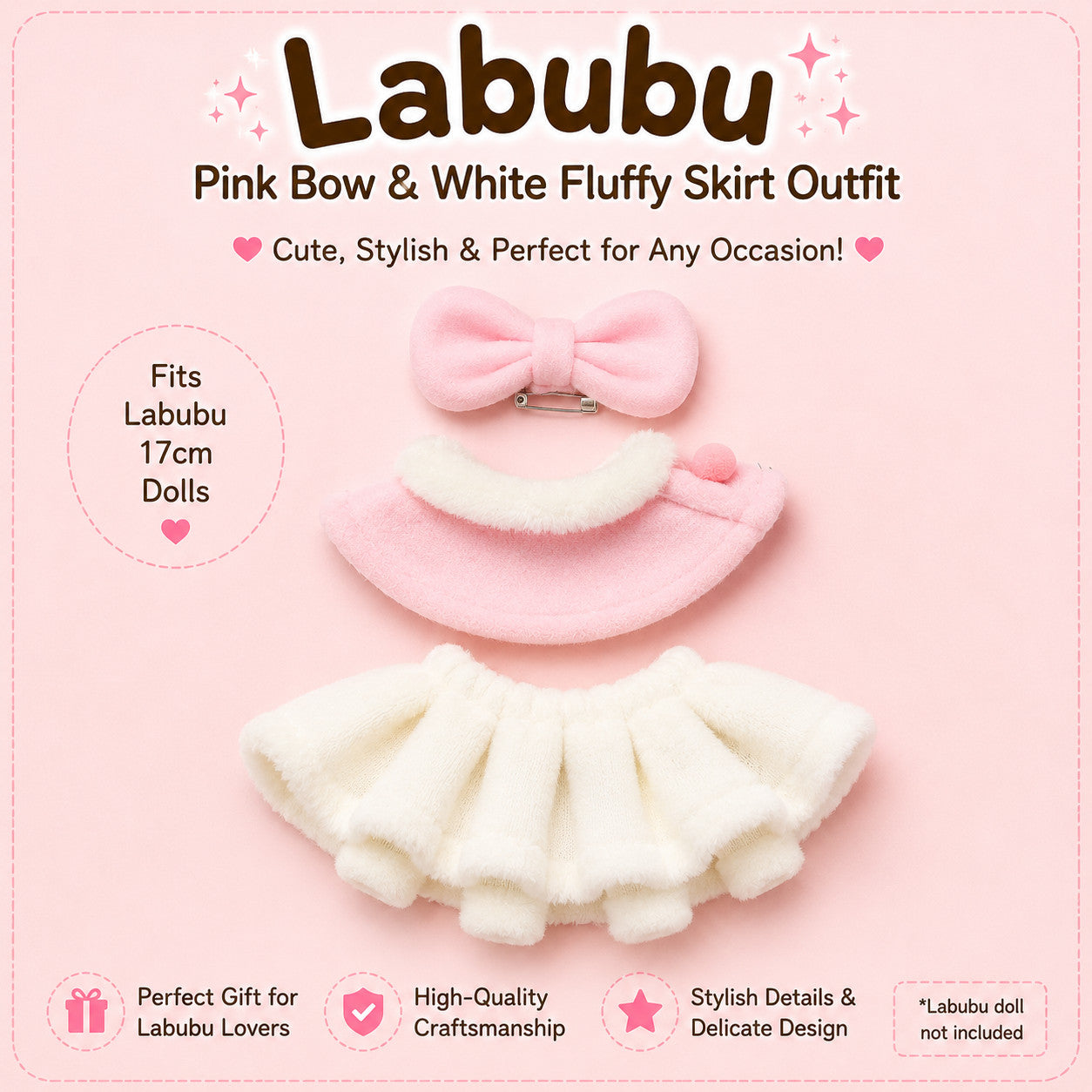 Winter Outfits for Labubu Pack of 3 | 17cm Doll Clothes (DOLL NOT INCLUDED)