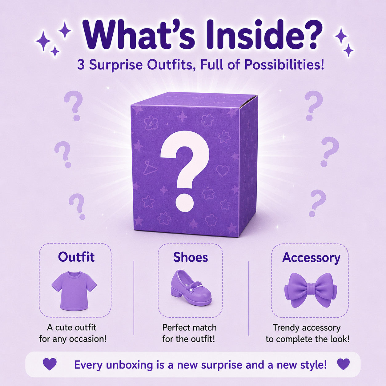 Mystery Outfits for Labubu Pack of 3 | 17cm Doll Clothes (DOLL NOT INCLUDED)