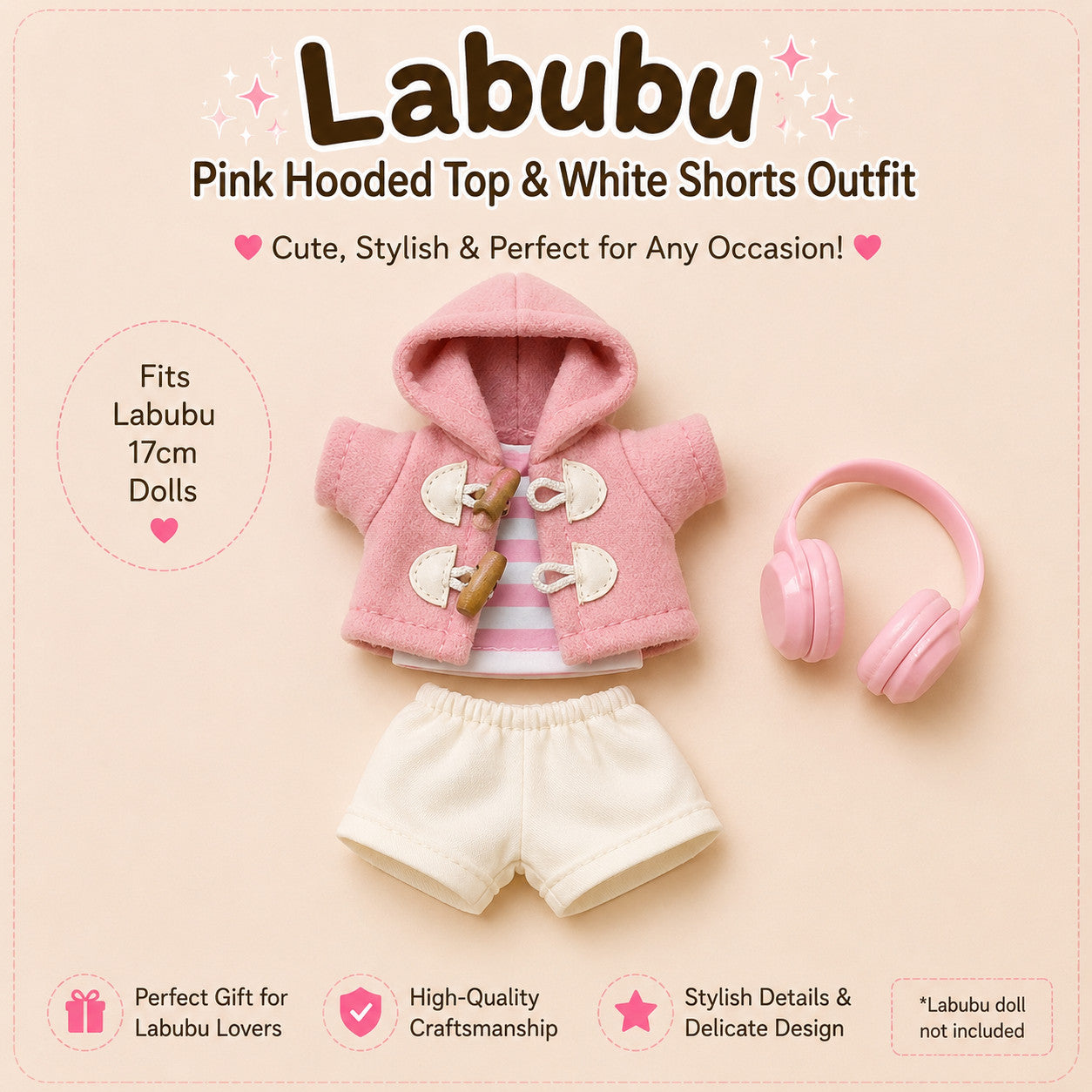 Winter Outfits for Labubu Pack of 3 | 17cm Doll Clothes (DOLL NOT INCLUDED)