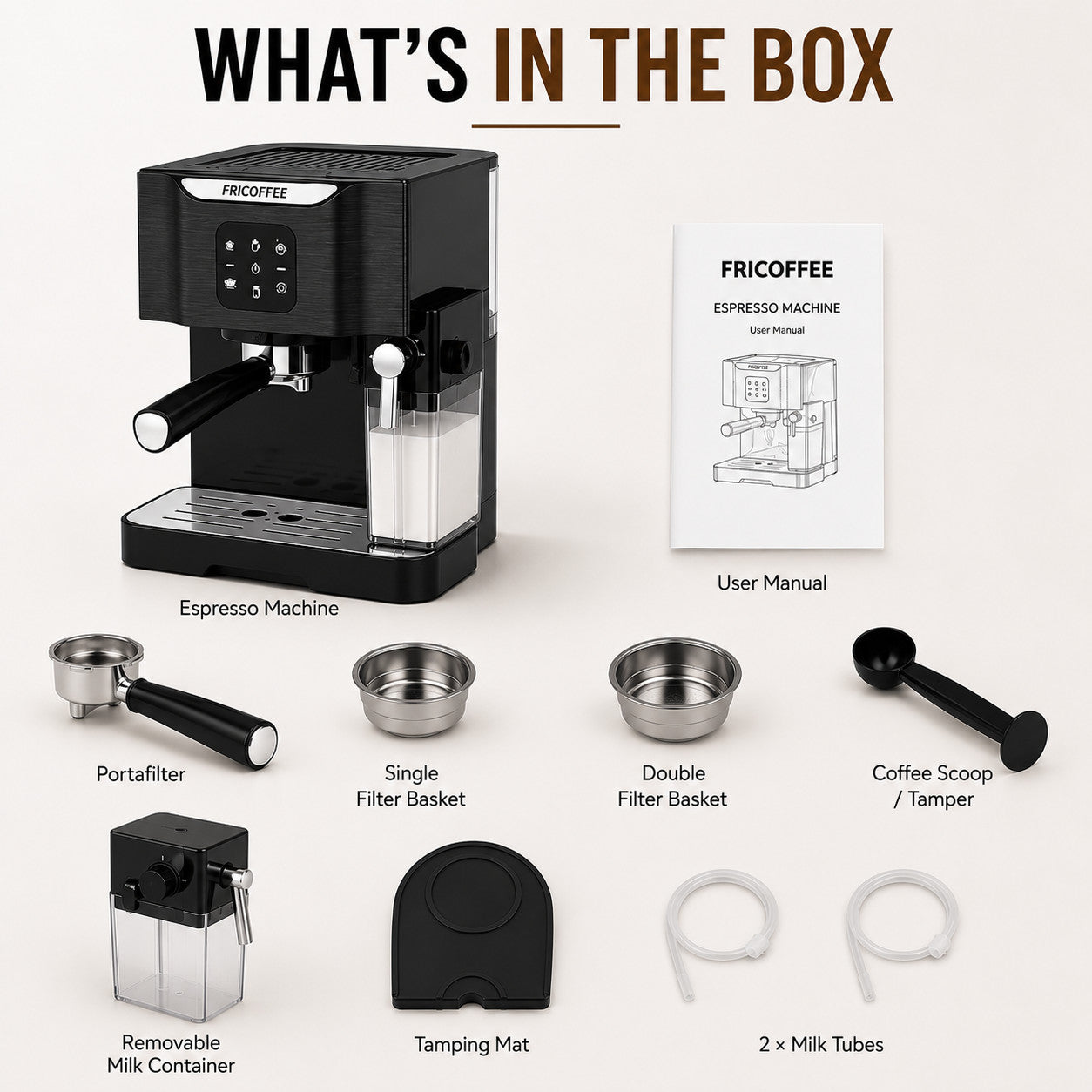 Fricoffee FCKFCJ-265CBKUS 20 Bar Espresso Cappuccino Latte Machine Black NEW