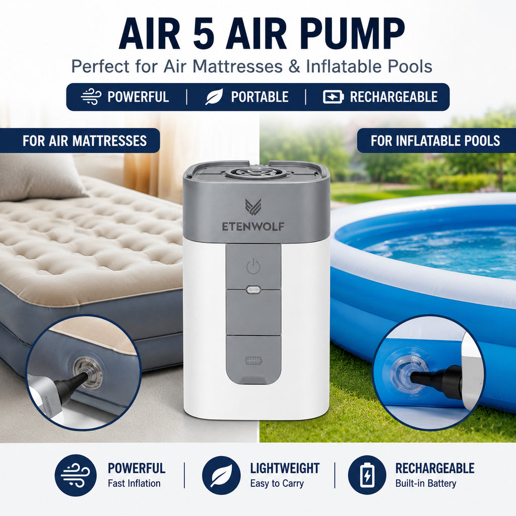 ETENWOLF Air 5 Electric Air Pump – Quick Inflate/Deflate - Portable