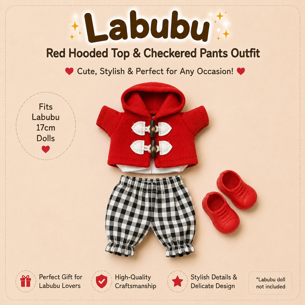 Winter Outfits for Labubu Pack of 3 | 17cm Doll Clothes (DOLL NOT INCLUDED)
