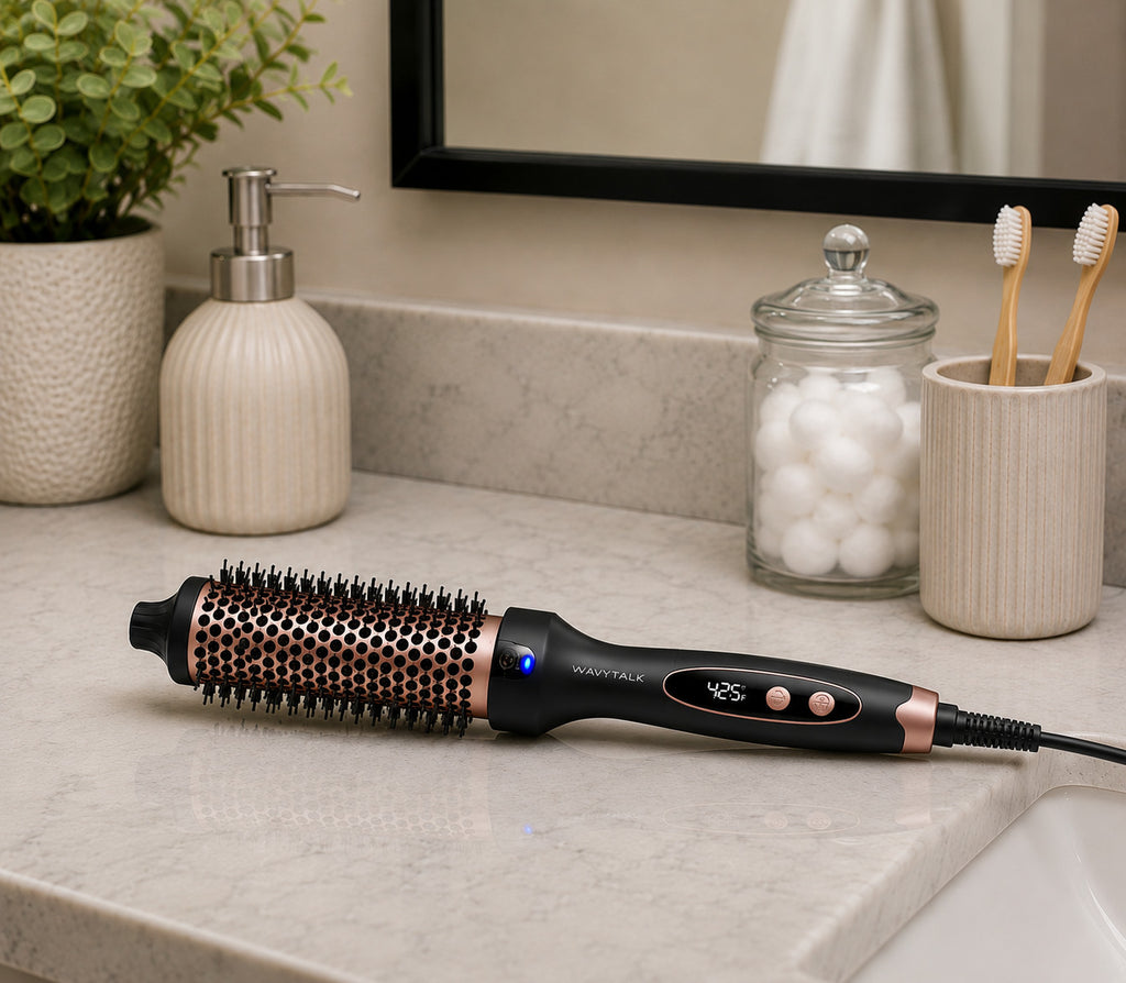 WAVYTALK Blowout Boost Ionic Thermal Brush |Rose Gold Heated Hair Styling Brush