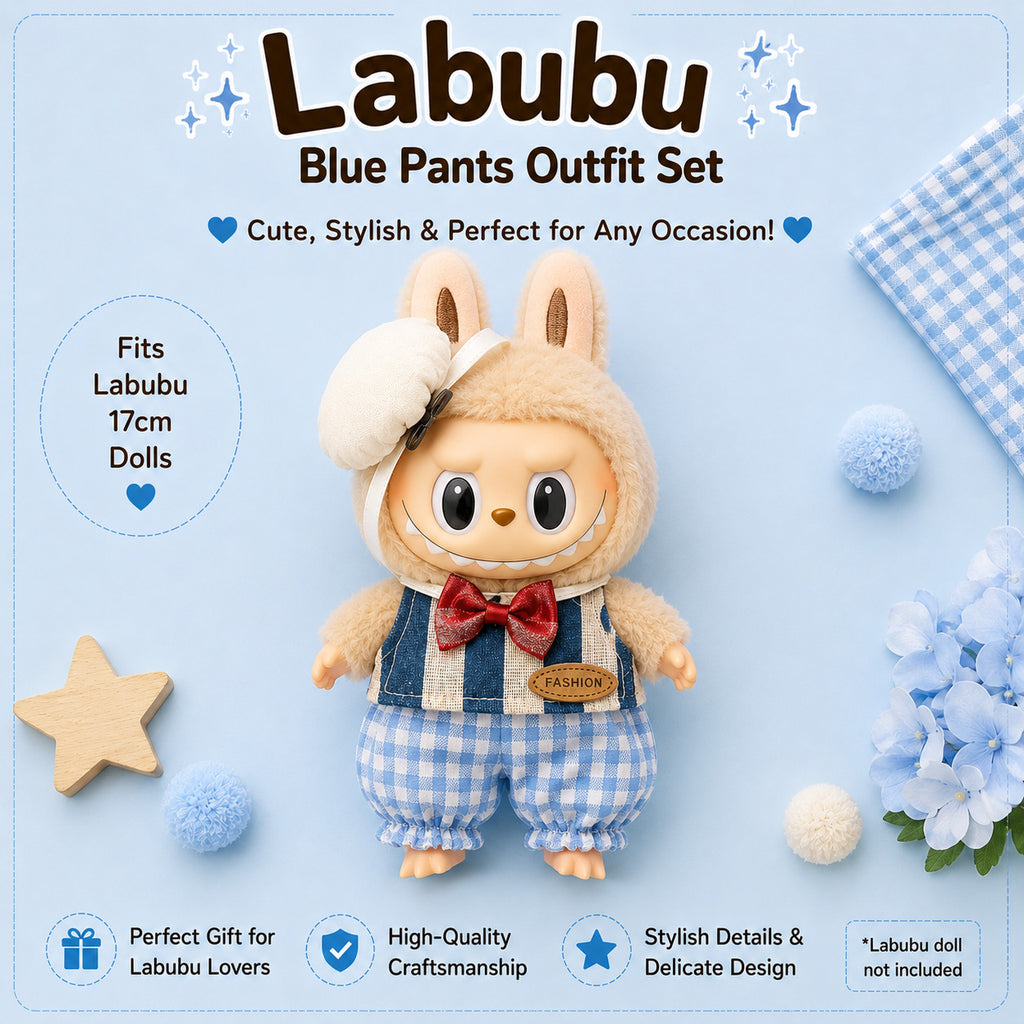 Plaid Outfits for Labubu Pack of 4 | 17cm Doll Clothes (DOLL NOT INCLUDED)
