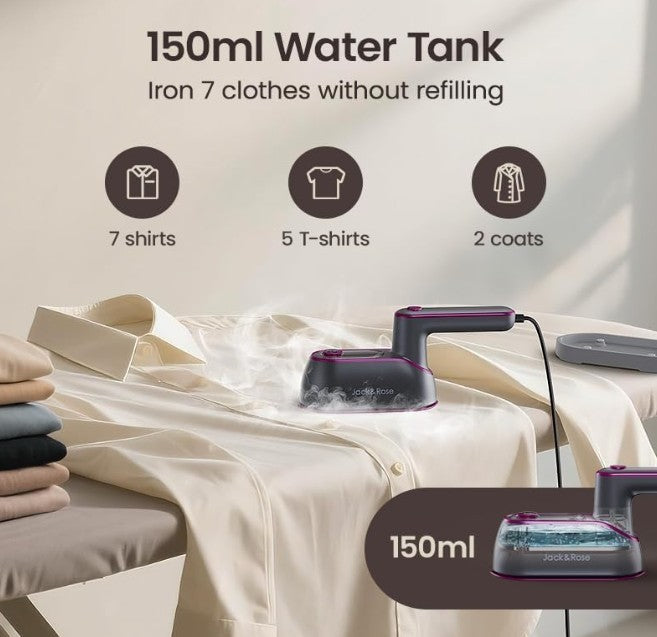 Jack & Rose Garment Steamer Portable Travel Iron Handheld Wrinkle Remover