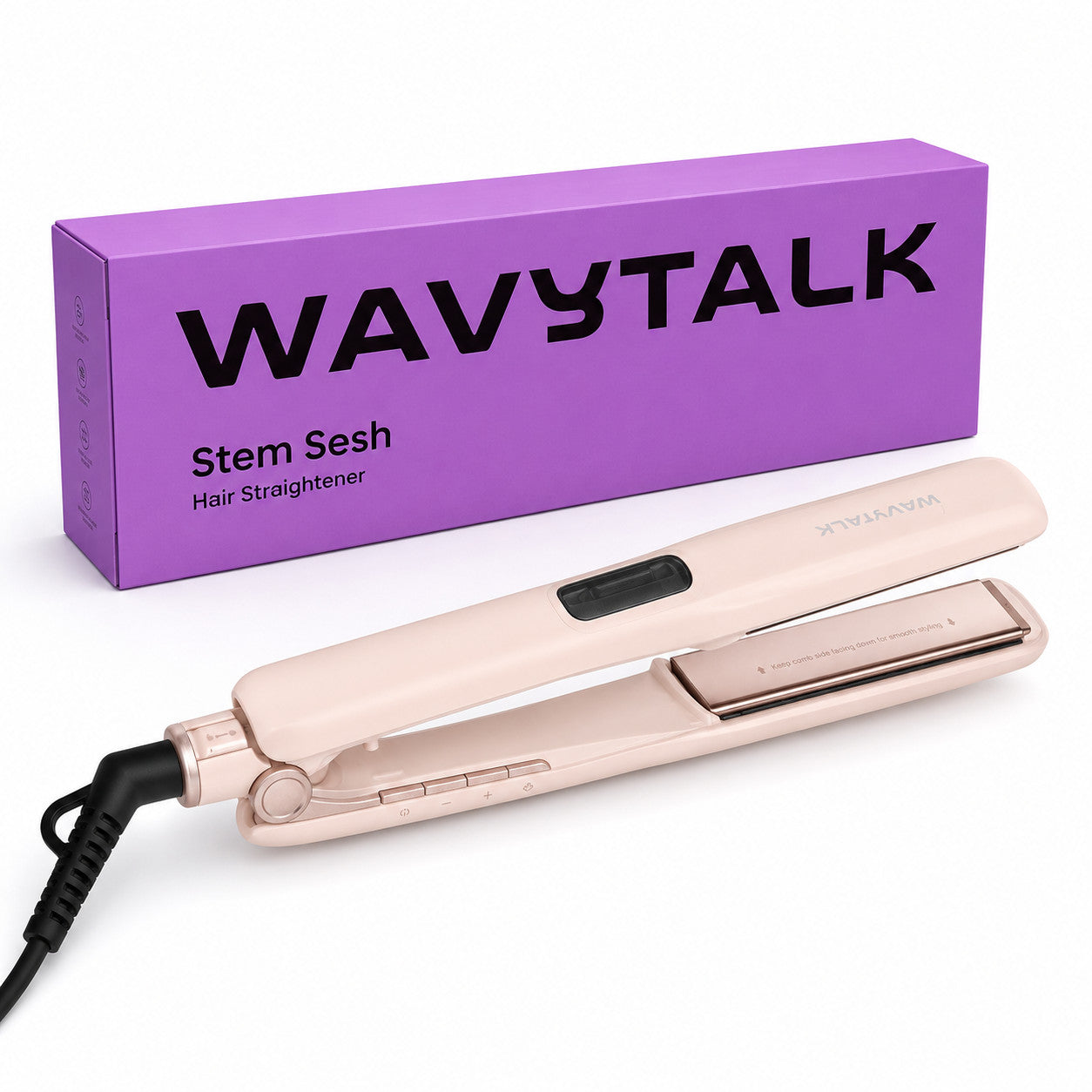WAVYTALK  Steam Sesh Hair Straightener Ceramic Flat Iron Pink New