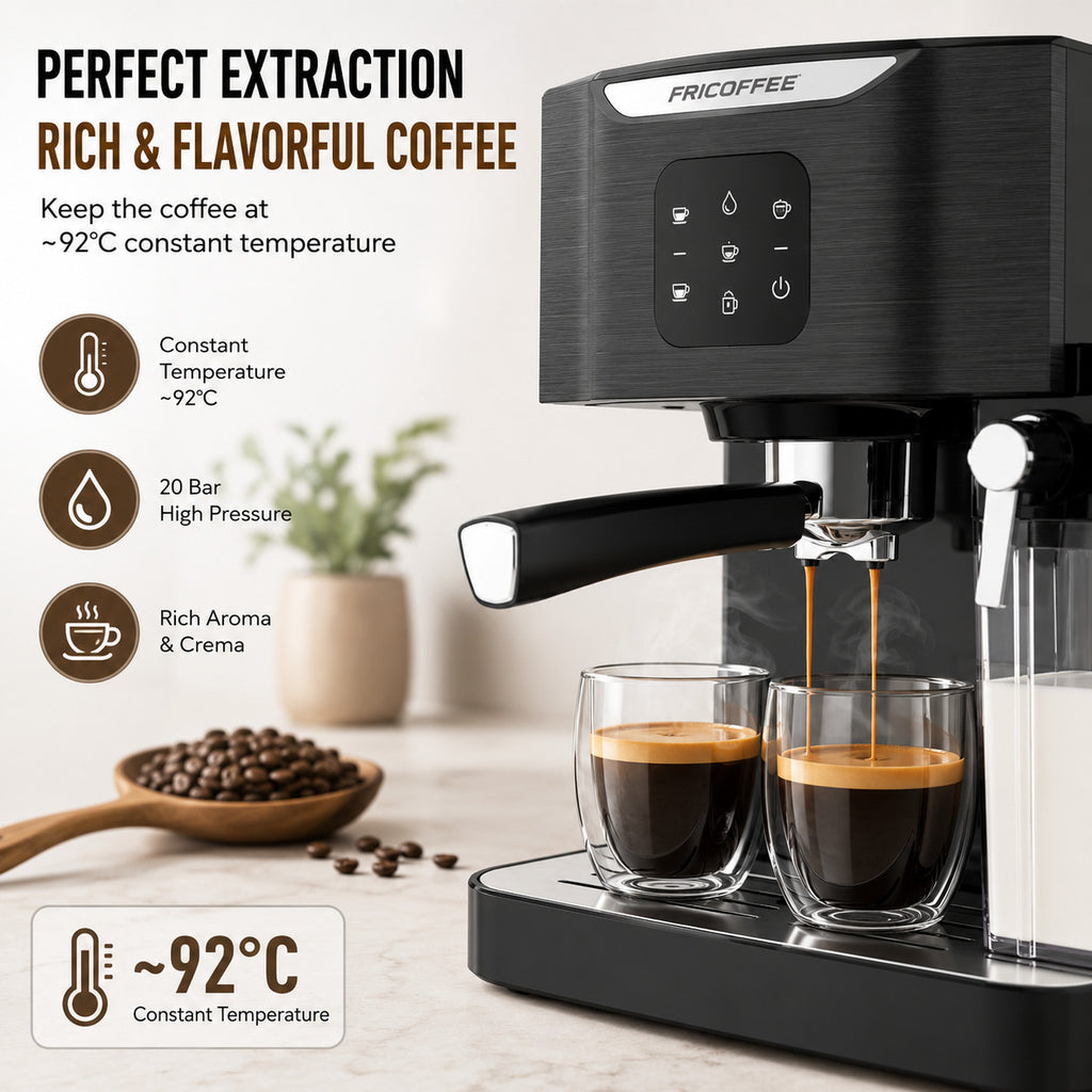 Fricoffee FCKFCJ-265CBKUS 20 Bar Espresso Cappuccino Latte Machine Black NEW