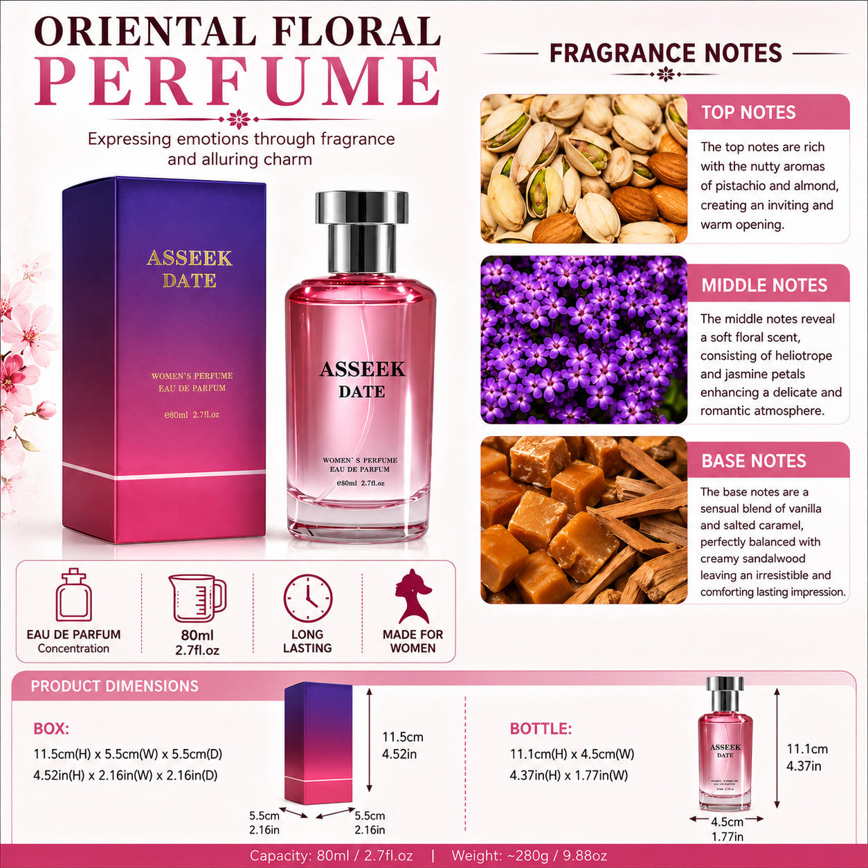 ASSEEK DATE | Eau De Parfum| Long Lasting Vanilla Caramel Women's Perfume