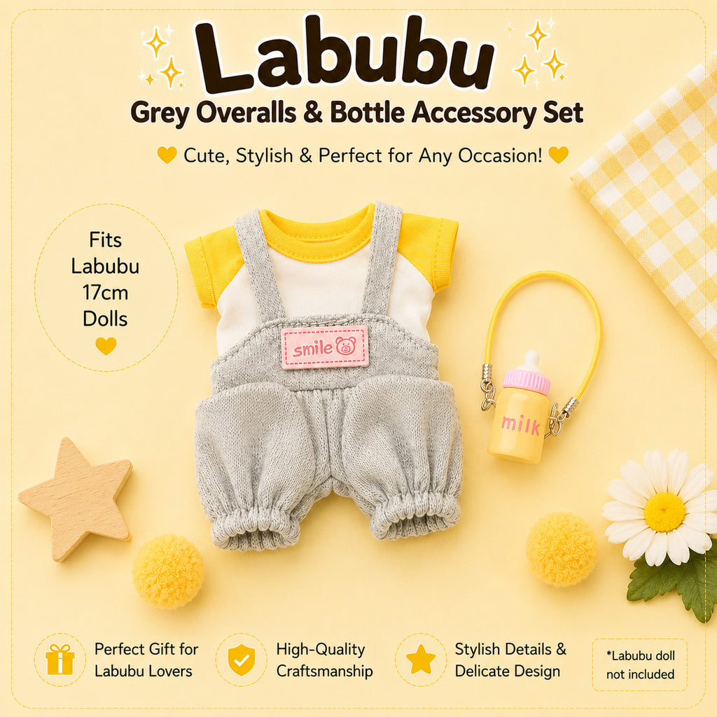 Overalls for Labubu Pack of 3 | 17cm Doll Clothes (DOLL NOT INCLUDED)