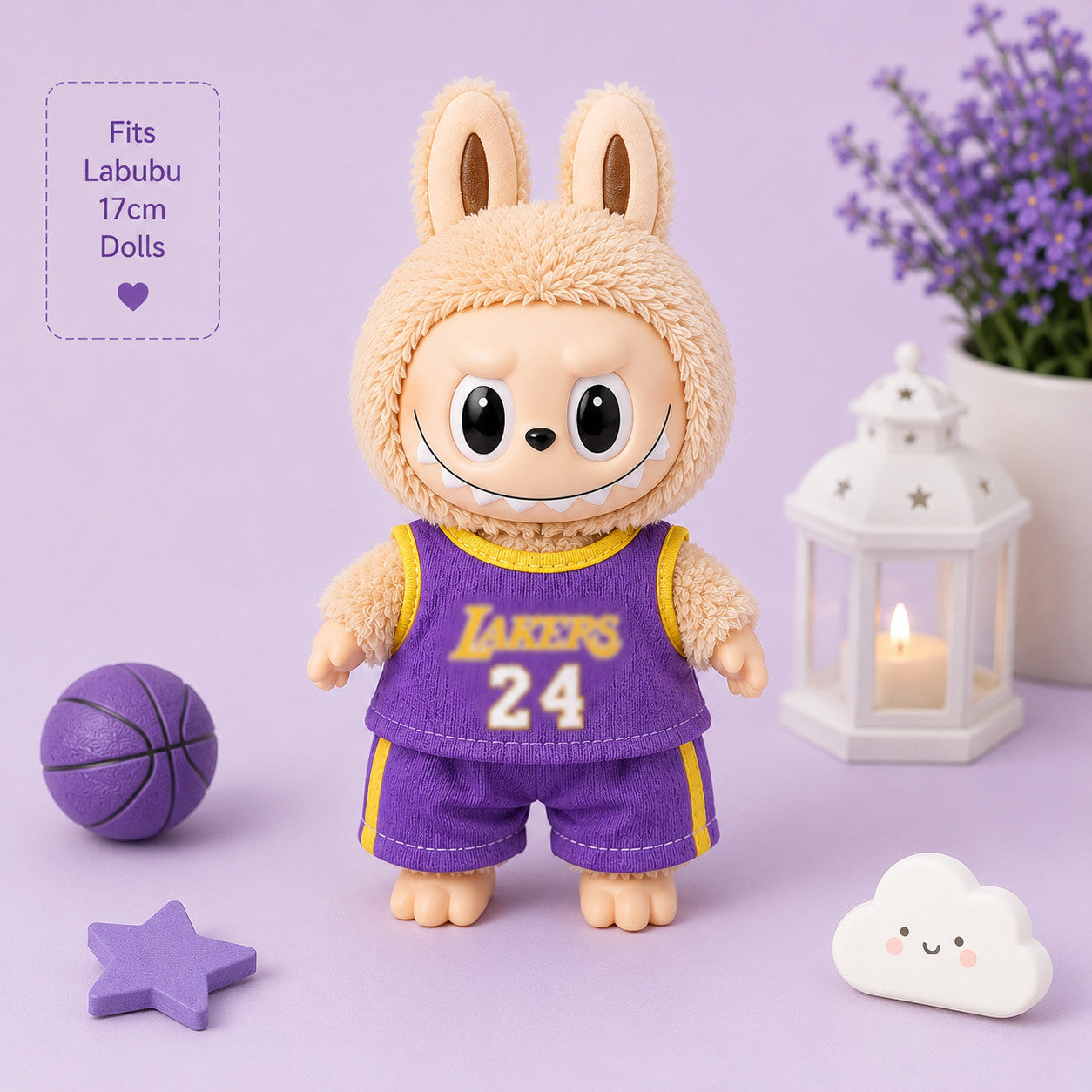 Purple Outfits for Labubu Pack of 3 | 17cm Doll Clothes (DOLL NOT INCLUDED)