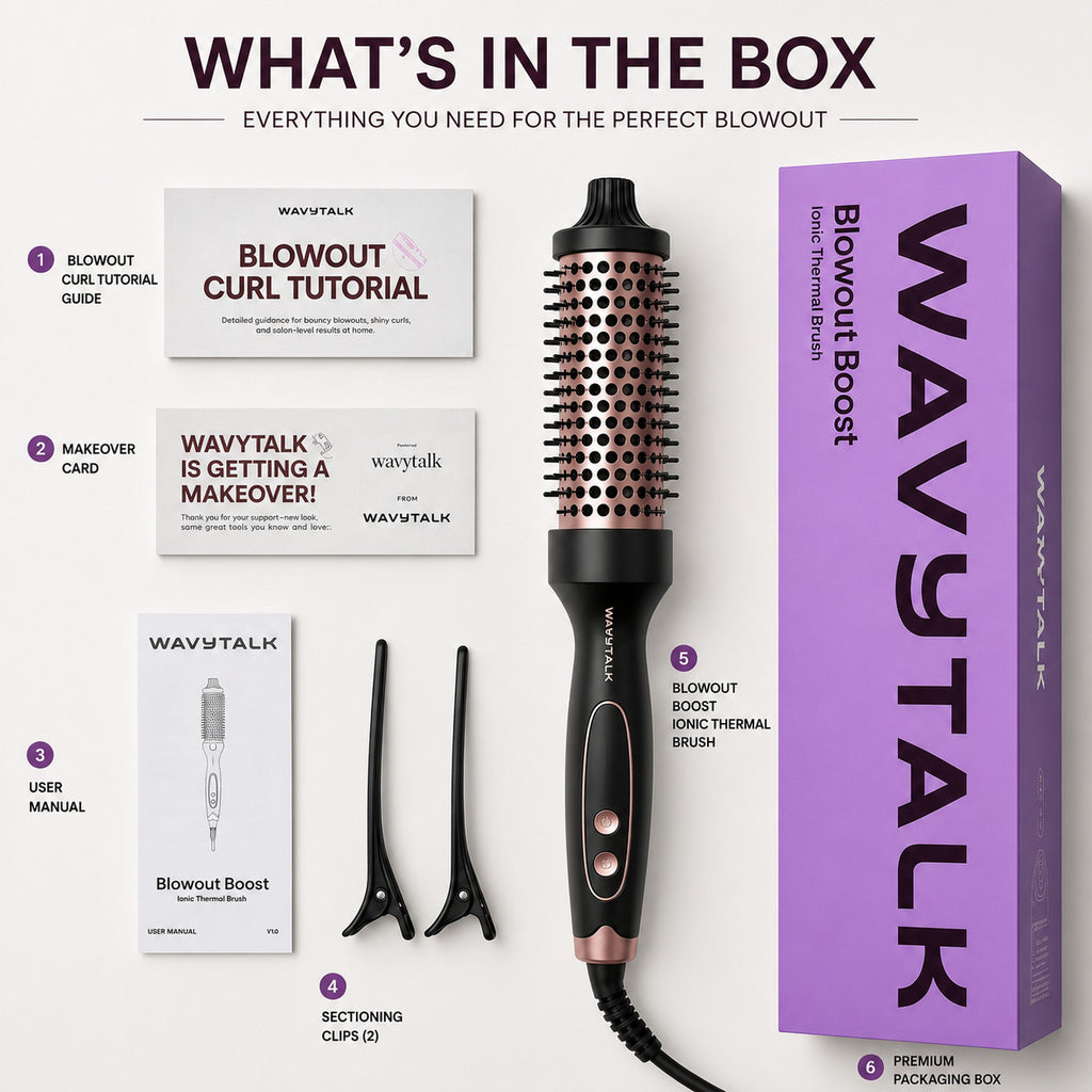 WAVYTALK Blowout Boost Ionic Thermal Brush |Rose Gold Heated Hair Styling Brush