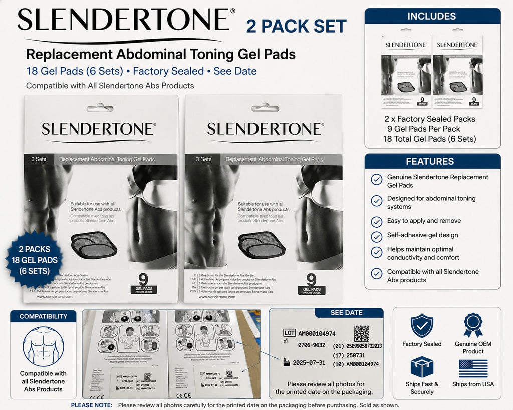 Slendertone Replacement Abdominal Toning Gel Pads – 2 Pack Set | See Dates