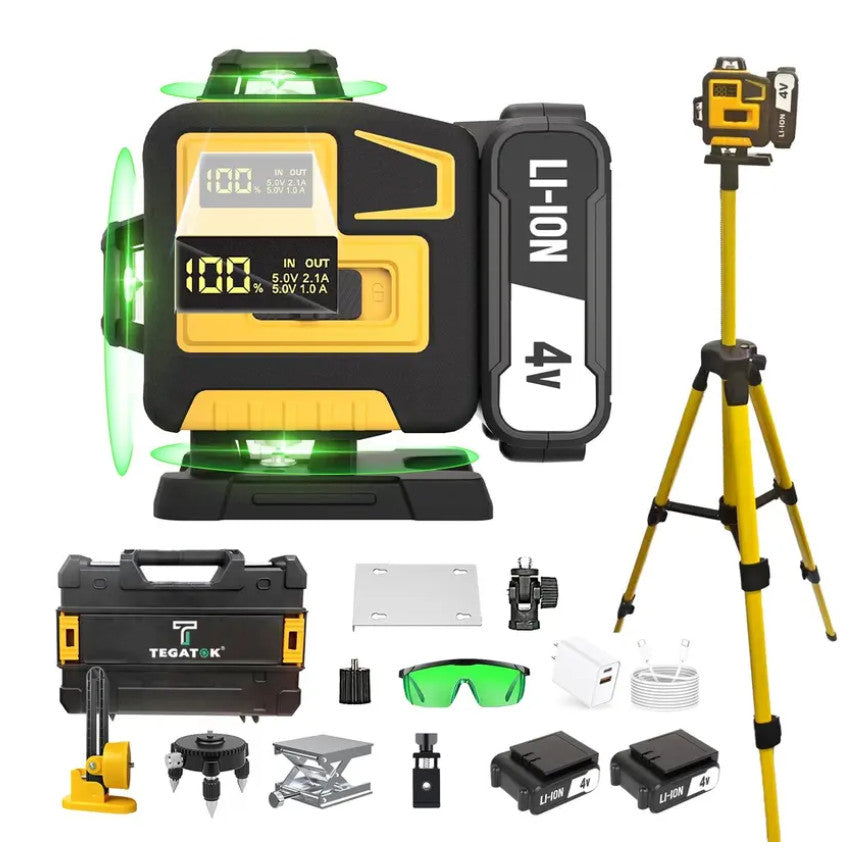 Tegatok 16 Lines 4D Laser Level 360° Self Leveling Rotary Cross Line Measure