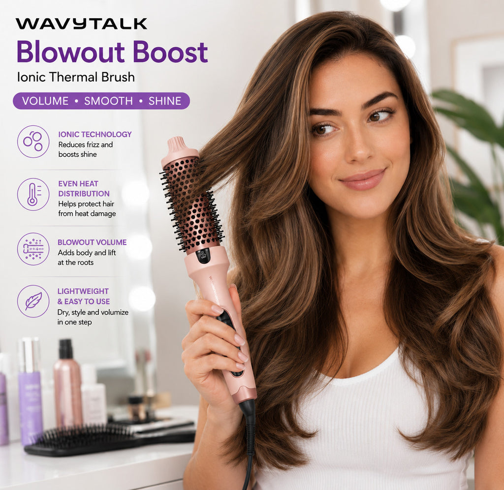 WavyTalk Blowout Boost 1.5" Ionic Thermal Brush Ceramic Hot Brush Rose Gold