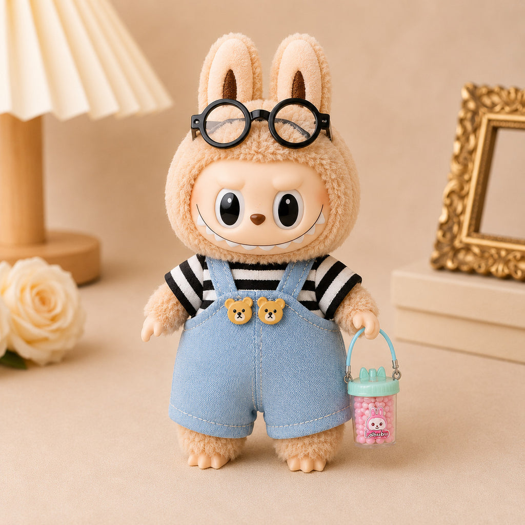 Overalls Outfit Set for Labubu Pack of 5 | 17cm Doll Clothes (DOLL NOT INCLUDED)