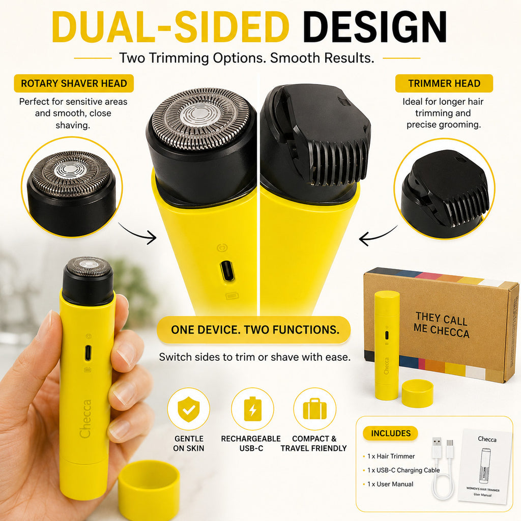 Checca Rechargeable Women's Hair Trimmer Yellow Facial Body Hair Removal USB-C