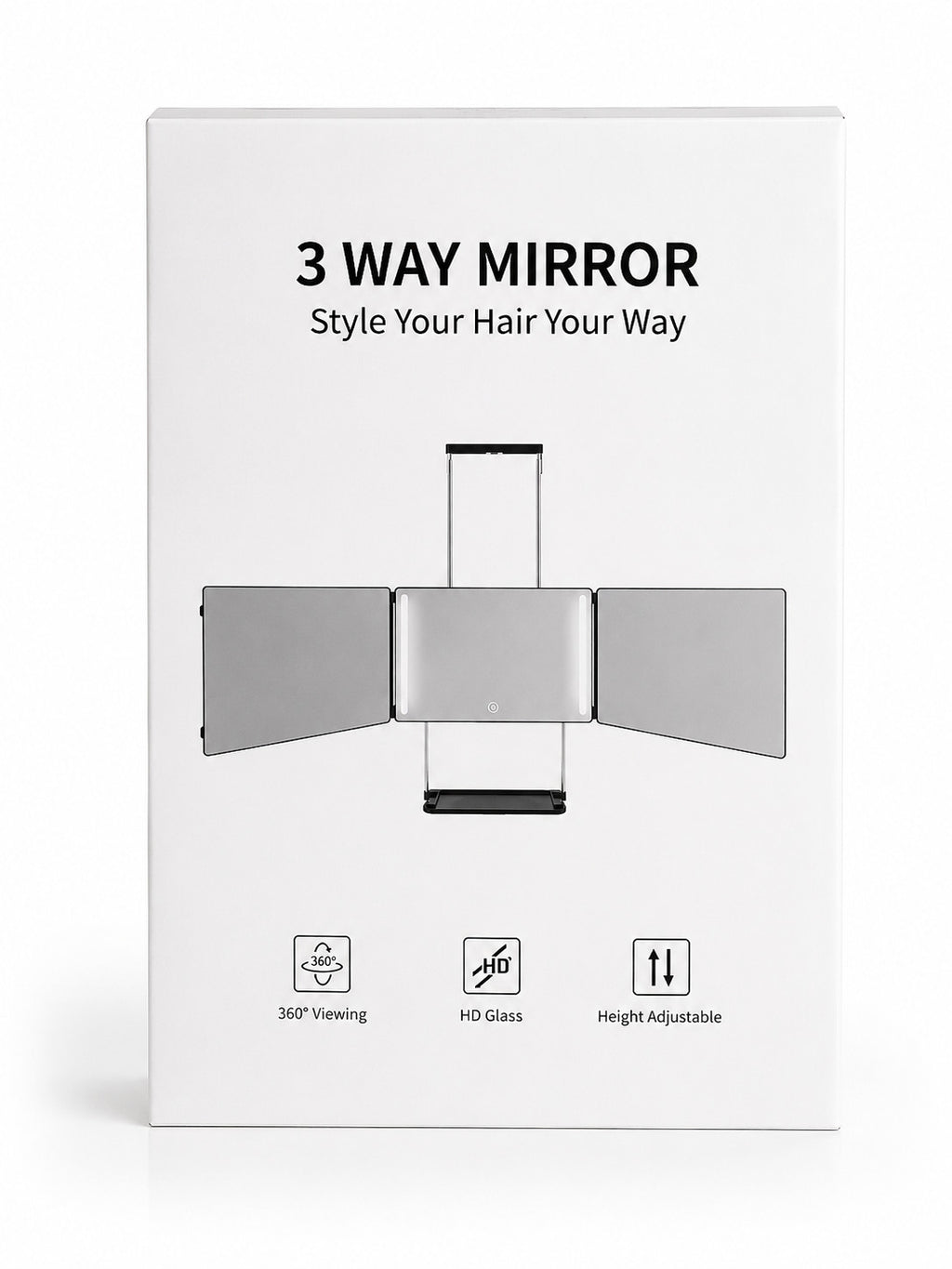 Umitec 3 Way LED Vanity Mirror Trifold Makeup Mirror Touch Control Adjustable