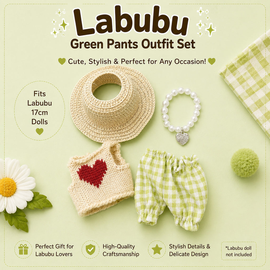 Plaid Outfits for Labubu Pack of 4 | 17cm Doll Clothes (DOLL NOT INCLUDED)