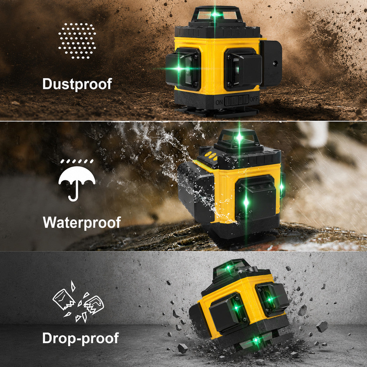 Tegatok 16 Lines 4D Laser Level 360° Self Leveling Rotary Cross Line Measure