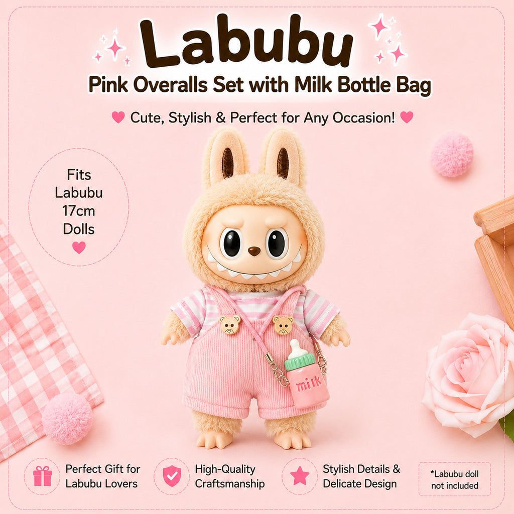 Pink Outfits for Labubu Pack of 4 | 17cm Doll Clothes (DOLL NOT INCLUDED)