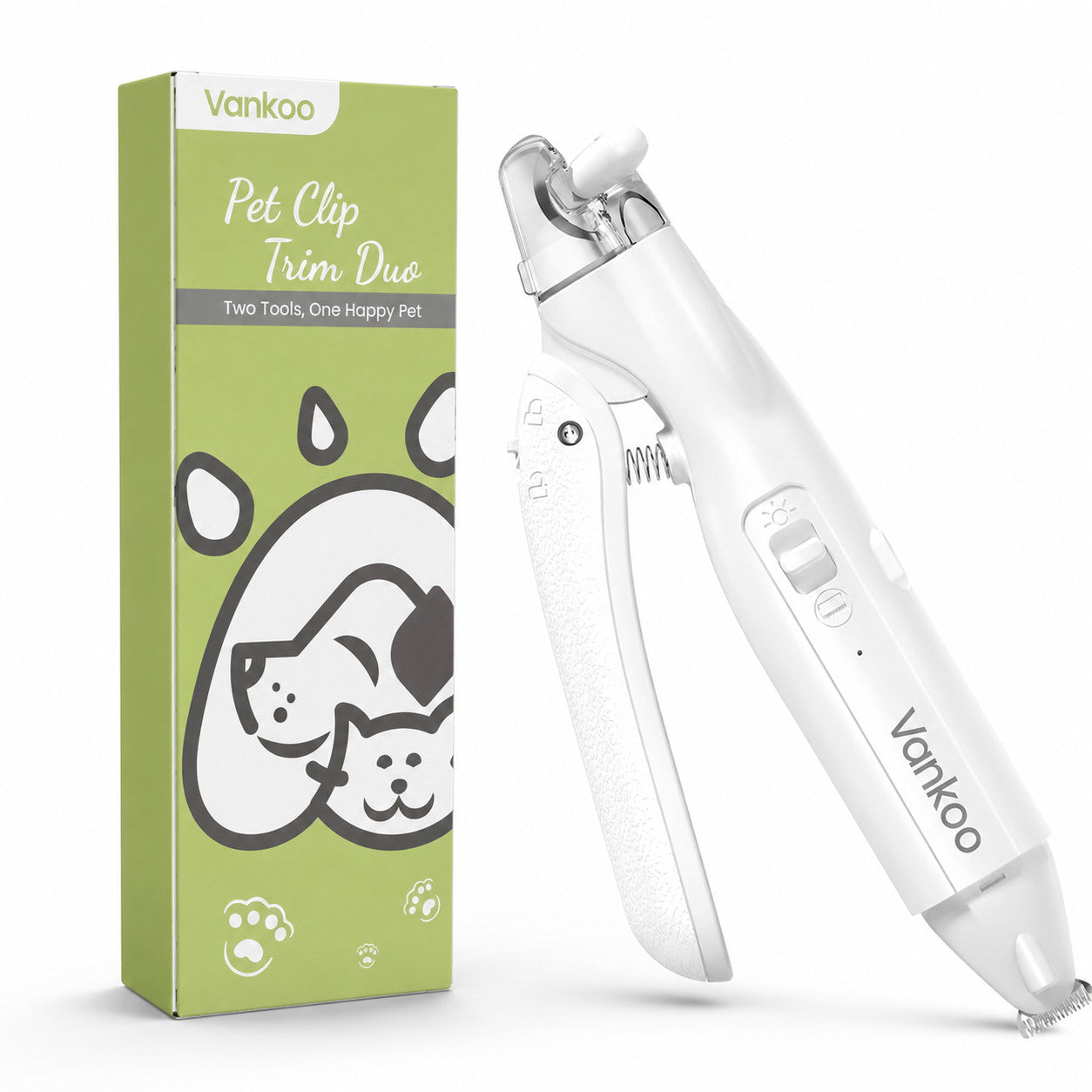 Vankoo Pet Clip Trim Duo LED Dog Cat Nail Trimmer Paw Hair Grooming Clipper USB