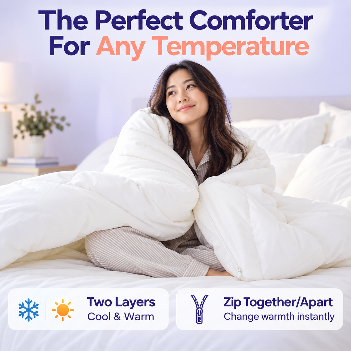 Mellow Temperature Control Comforter – King Size, All Season, Washable